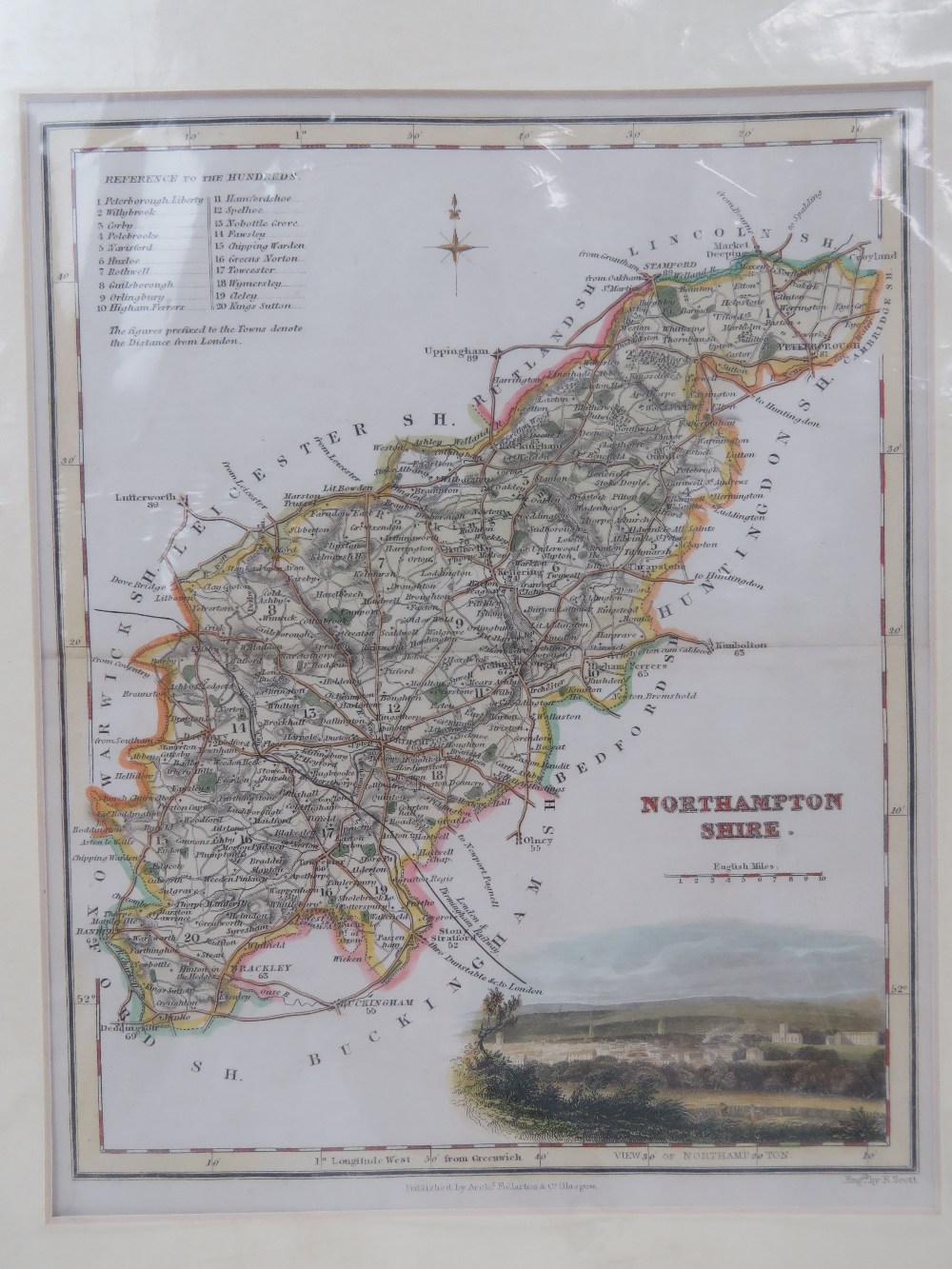 Two 19th century Northamptonshire county maps; one frame done mounted. - Image 2 of 3