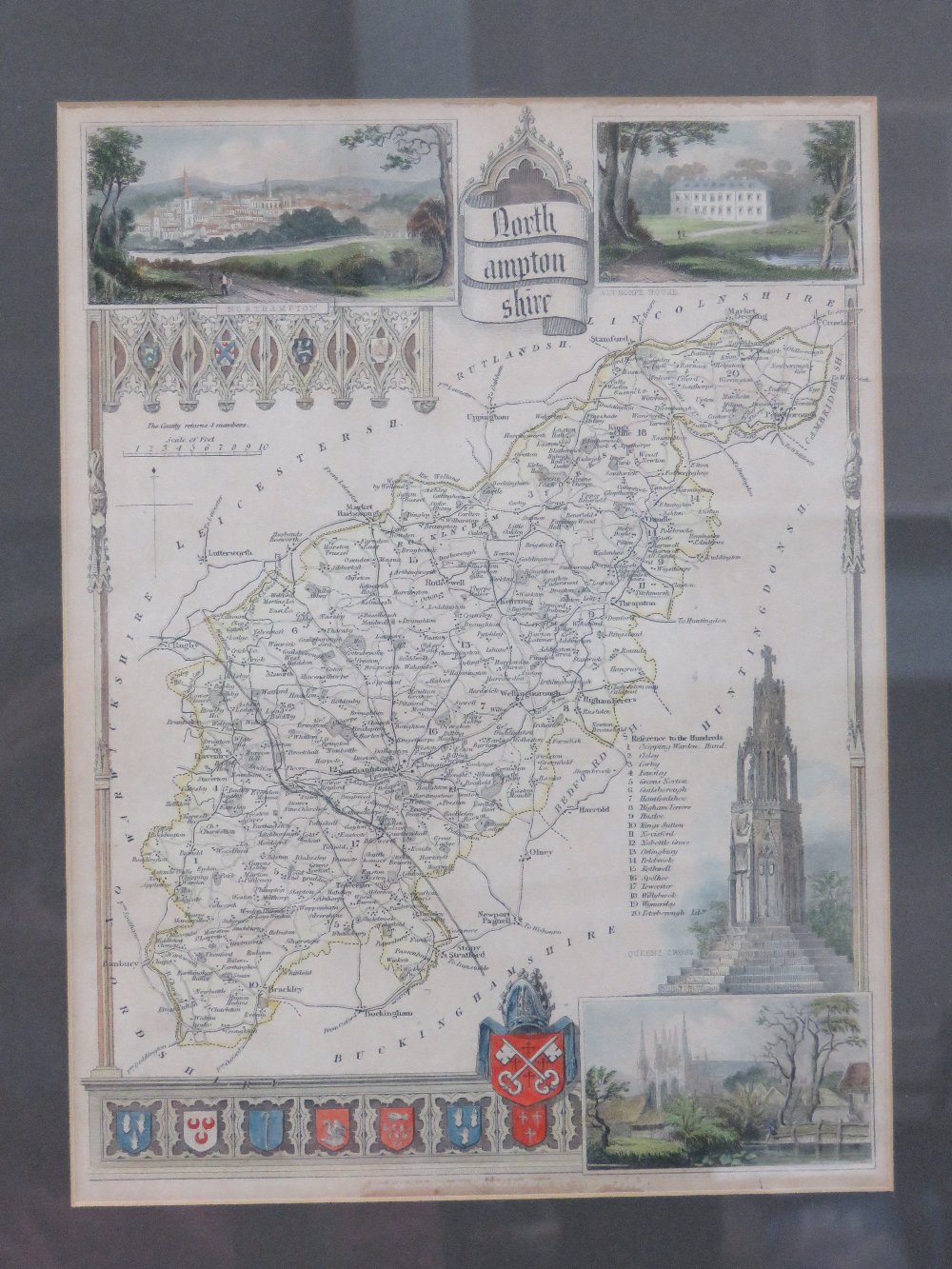 Two 19th century Northamptonshire county maps; one frame done mounted. - Image 3 of 3