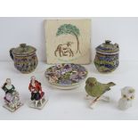 A single Goebel Goldfinch, together with two miniature ceramic figurines and other assorted items.