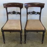 A good pair of heavy rosewood Victorian dining chairs each with drop in seat.