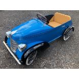 A rare Devillaine vintage pedal car C1930s. Finely detailed metal body measuring 112cm in length.