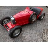 An Ettore Bugatti Type 35 'Baby' Cheers 1980s. Chassis No 004. Electric 13HP motor- go and stop.