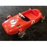 A Tri-ang Sprite pedal race car bearing Ferrari badge C1960s.