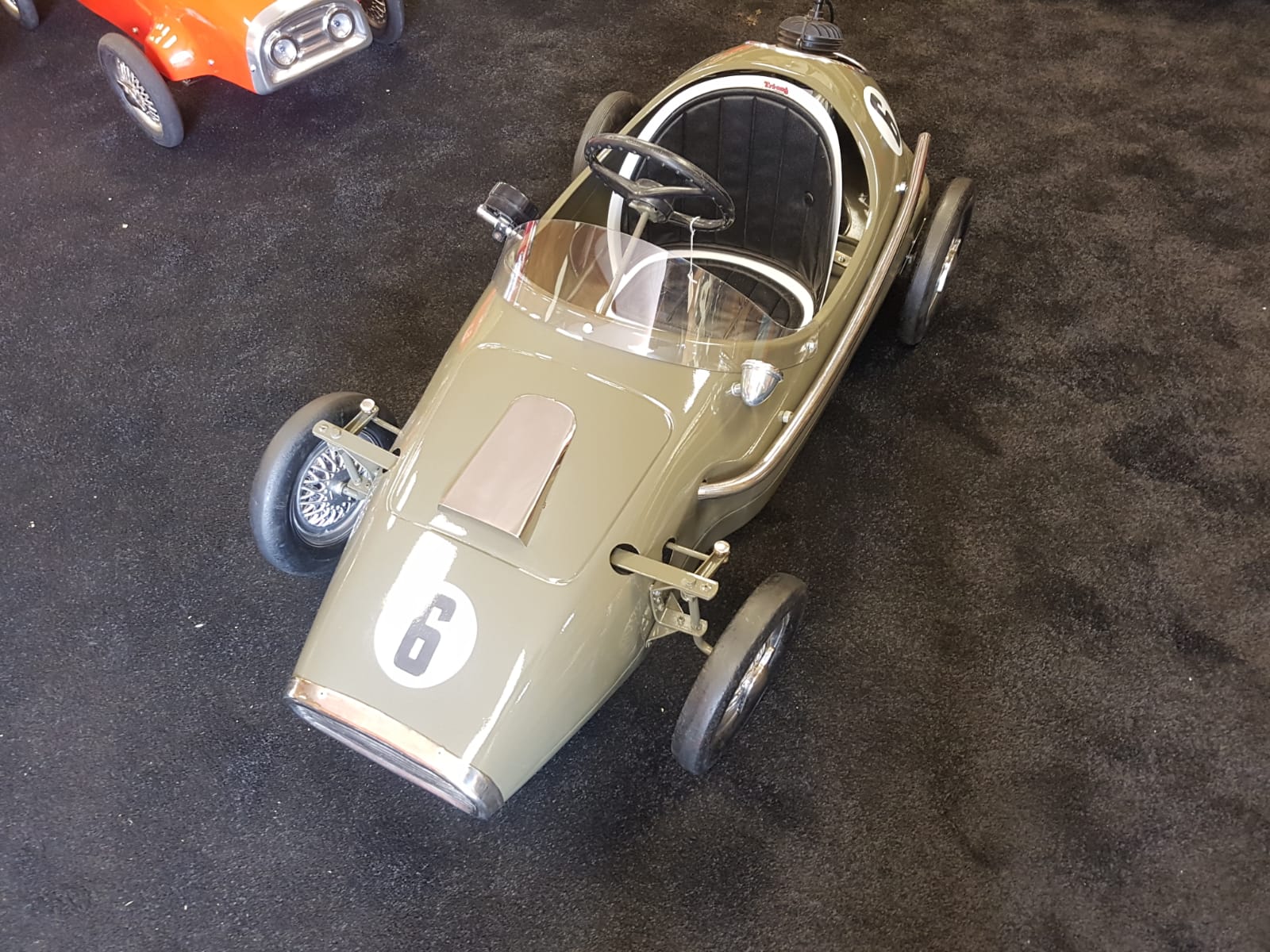 A Tri-ang Vanwall pedal race car C1960s. Finely detailed metal body measuring 120cm in length.