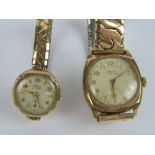 Two 9ct gold Avia wristwatches being gentlemans and ladies, each hallmarked 375,