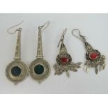 Two pairs of silver earrings each stamped 925,