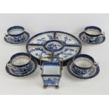 A quantity of Booths 'Old Willow Pattern' including hors d'oeuvres set in tray,
