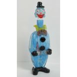 An art glass decanter in the form of a clown, standing 40cm high.