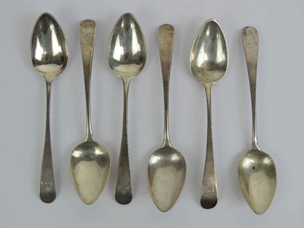 A set of six Georgian HM silver teaspoons, hallmarked 1806, 2.5ozt.