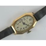 A 9ct gold Waltham ladies wristwatch having silvered dial,