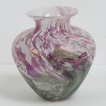 An Isle of Wight art glass vase in lilac and white standing 14cm high.