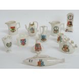 A quantity of souvenier ceramics having city shields upon, various makers including; Goss, Shelley,
