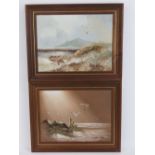 Two contemporary oil on canvas paintings of seaside scenes,