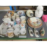 A quantity of assorted ceramics including a quantity of Royal Commemorative mugs, Denby mugs,