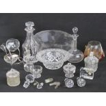 A quantity of assorted glassware including; brandy balloon with contemporary warmer,