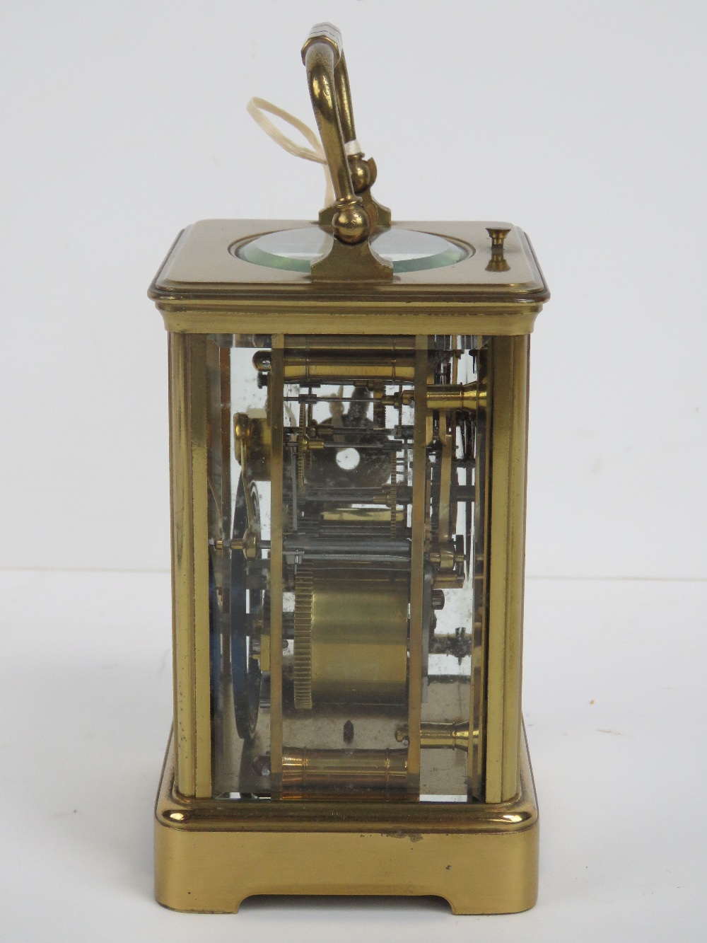 A five glass brass carriage clock having swing handle over, - Image 2 of 4