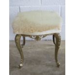 A Continental type marble top square shaped occasional table raised over gilt brass style base.