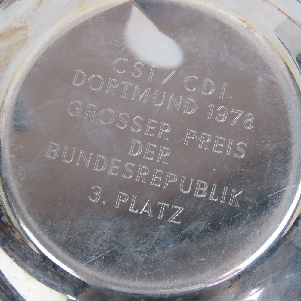 Show Jumping and Dressage interest; a German silver trophy fruit bowl having pierced outswept rim, - Image 3 of 4