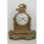 A large French 18th /early 19th century Raingo Freres ormolu gilt bronze mantle clock in the
