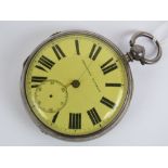 A HM silver key winding open face pocket watch, a/f,
