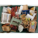 A large quantity of assorted dolls house furniture including kitchen cabinets, stove, dishwashers,