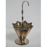 A vintage silver plated umbrella shaped holder for cocktail umbrellas/sticks, standing 19cm high.