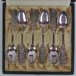 A set of six 830 silver teaspoons in original fitted case, silver weight 1.99ozt.