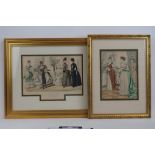 Two framed and mounted colour fashion prints from Le Journal Des Modes.