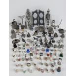 A quantity of assorted modern pewter items including a number of pin cushions,