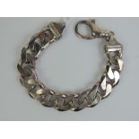 A heavy HM silver flattened curb link bracelet, hallmarked 925,