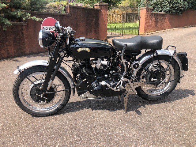 A rare Vincent Black Shadow, manufactured 1953, registration LOY 486, 20929 miles unwarranted.