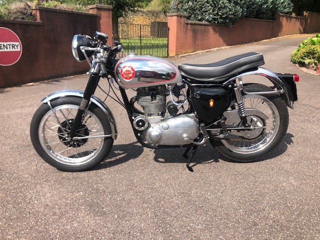 A BSA Goldstar 350, manufactured 1956, registration FCN 445, 1 mile unwarranted since restoration.