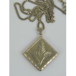 A HM silver locket of square form suspen