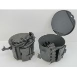 Two WWII German MG34 machine gun 50 round drum magazines, each having German makers marks upon,