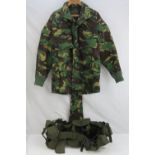 A British Military Sniper's DPM camo tunic with padded elbows, camouflage attachment hooks,