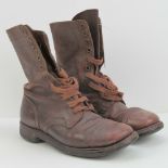 A pair of WWII US military issue Paratrooper boots in brown leather size 44 B.