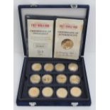 Twelve WWI commemorative coins from the Westminster Mint 'Gold' Collection with individual