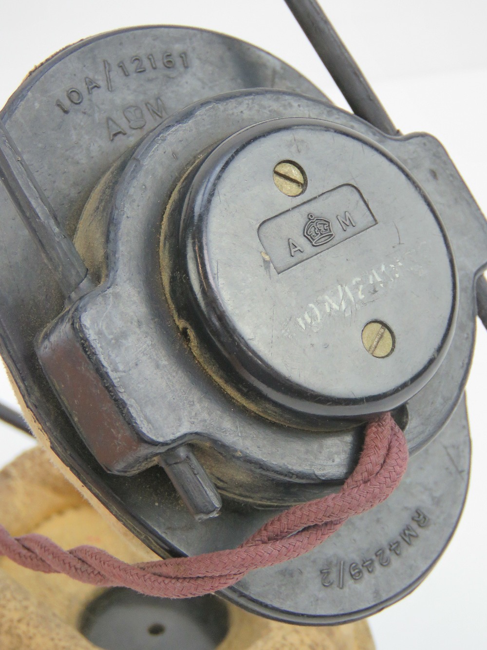 A WWII headset from a Lancaster, having Air Ministry marks upon. - Image 4 of 5