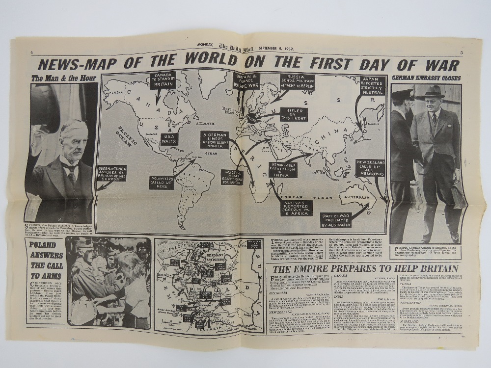 A copy of the Daily Mail Special 6am Edition 4th Sept 1939 (the morning after Britain declared war - Image 4 of 4