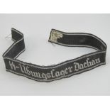 A WWII German Ubunslager Dachau SS Officers cuff title with silver thread,