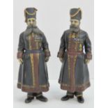 A pair of cast cold painted bronze Russian figures of AA Kudinov and NN Pustynnikov (the personal