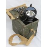 A WWII Royal Signals morse code machine and signalling lamp kit,