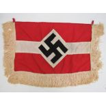 A WWII German layered construction Hitler Youth trumpet banner flag having tasseled border and