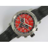 A substantial TW Steel Qwartz Chronograph watch with baton hands, sweep second hand,