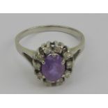 A 14ct white gold Amethyst and diamond ring,