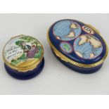 Two Halcyon Days Bilston Enamel trinket boxes being the 30th Anniversary of the founding of