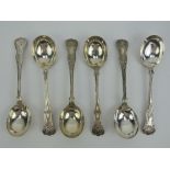 To match above lot. A set of six HM silver soup spoons, hallmarked Sheffield 1911 and weighing 17.