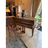A Hopkinson mahogany baby grand piano complete with associated mahogany piano stool,