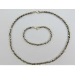 A HM silver fancy link necklace and bracelet set, necklace 45.5cm, bracelet 19cm.