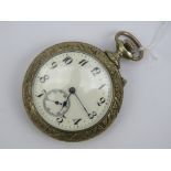 A top wind open face pocket watch having George and Dragon design to back,